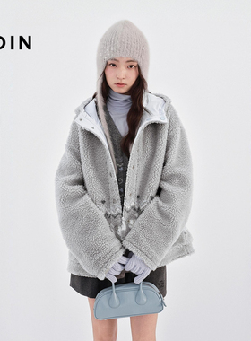 【商场同款】乐町两面穿外套冬季新款仿羊羔毛连帽外套C1AEF4414