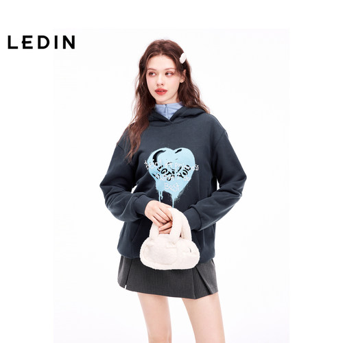 【LOTSYOU联名】乐町商场同款新款喷绘爱心长款连帽卫衣C1CRE4401