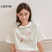 冰激凌印花短袖 女装 25年夏季 乐町夏季 新款 彩点纱上衣圆领宽松T恤