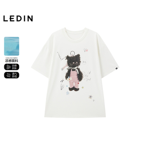【商场同款】乐町可爱猫咪短袖T恤夏季宽松休闲白色T恤C2CNF2737
