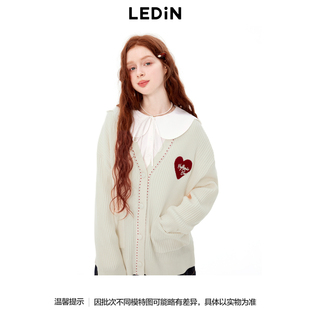 秋季 乐町v领宽松线开衫 毛衣外套C1EDE3403 商场同款