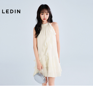 【商场同款】乐町飘逸挂脖连衣裙2025年夏季新款裙子C1FAF2435