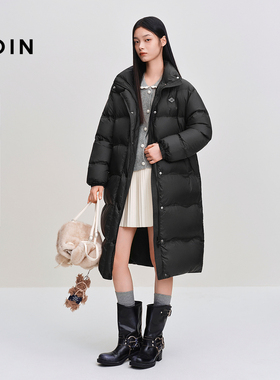 【火山岩】乐町H身型长款面包羽绒服2025年冬季新款波浪绗线外套