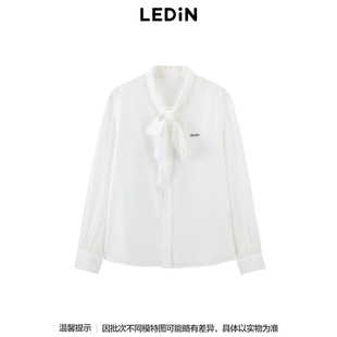 商场同款 长袖 乐町绑带衬衫 秋季 百搭衬衣C1CAE3530 新款