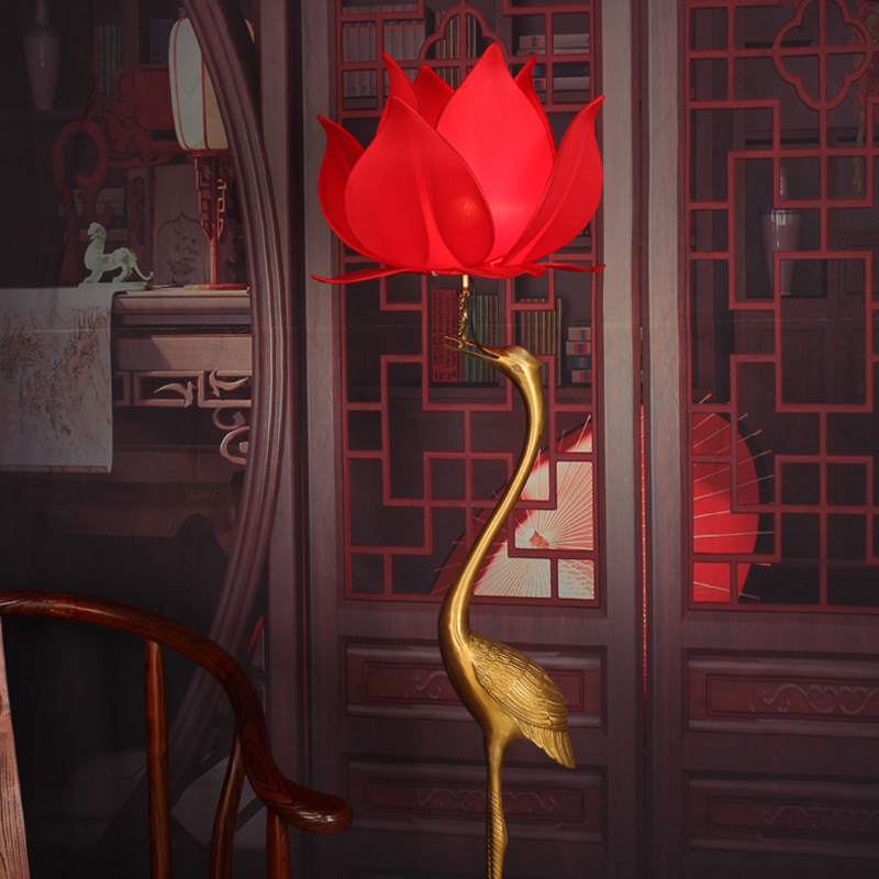 中式灯仙鹤灯莲花灯落地灯客厅灯