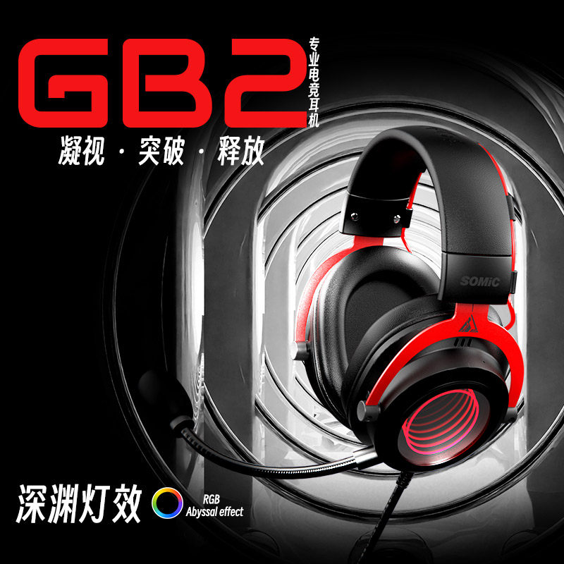 硕美科GB2头戴式7.1游戏耳机RGB灯效USB有线降噪电脑电竞耳麦
