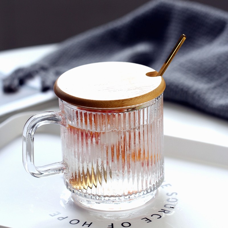 日式ins玻璃水杯牛奶杯带把果汁杯咖啡杯女高颜值加厚牛奶杯家用