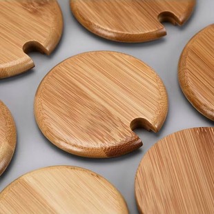 竹制杯盖通用木质茶杯单卖可放勺马克杯玻璃杯竹木盖子圆形水杯盖