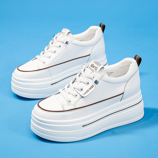 厚底8cm内增高网面小白鞋女真皮2026夏季小个子松糕鞋休闲板鞋女