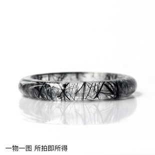 天然冰种黑发晶手镯 收藏级满发巴西钛晶黑色水晶镯子 一物一图