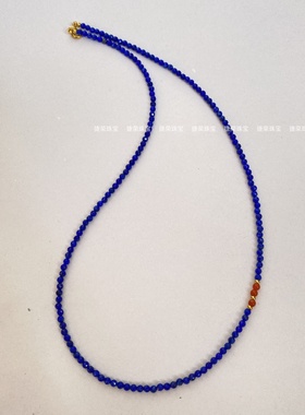 天然切面青金石项链克莱因蓝色串珠锁骨链高级感轻奢极细微闪颈饰