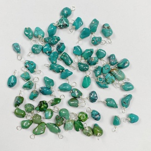 天然绿松石随型小吊坠文玩小提溜小众设计饰品项链手串耳饰小配件