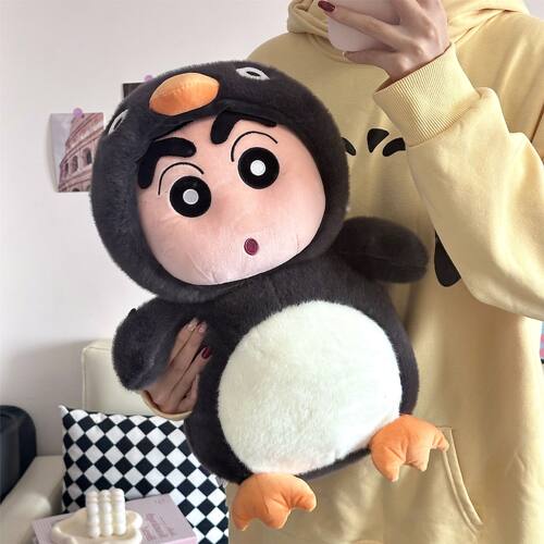 蜡笔小新棉花娃娃玩偶变身企鹅毛绒玩具女生睡觉抱枕公仔生日礼物