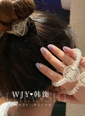 爱心四叶草人鱼姬电话线发圈韩国东大门INS少女丸子头绳马尾 皮筋