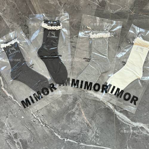 真空包装袜子新款蕾丝Kitty饰品袜高级轻奢烫钻欧货中筒袜百搭潮