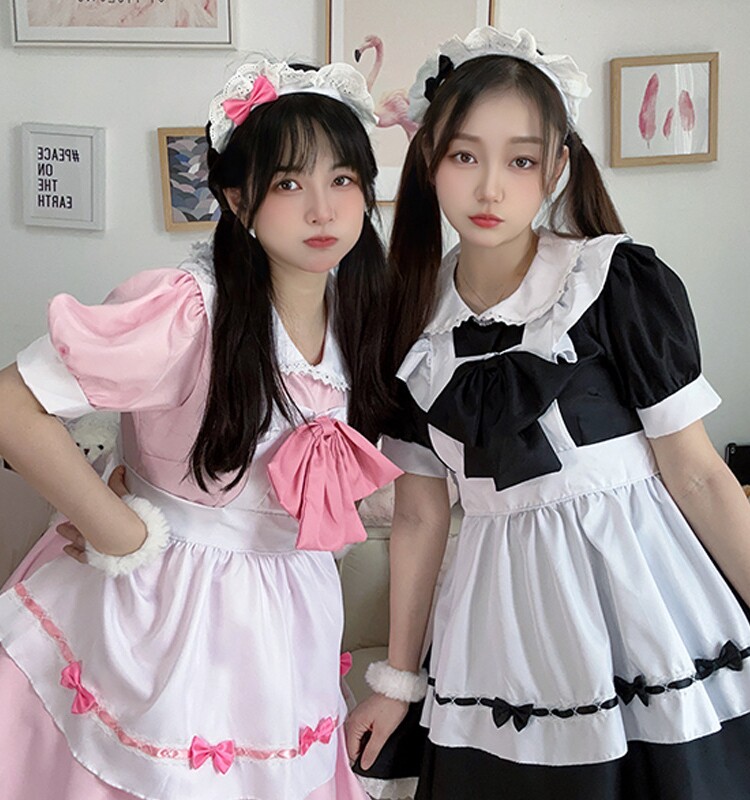 女装 夢見る乙女の多層フリルメイド服カチューシャ付き