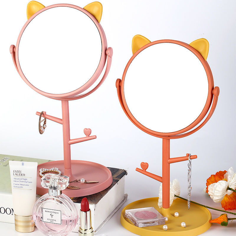 ins风网红镜子台式化妆镜双面少女心桌面可立宿舍大号学生梳妆镜
