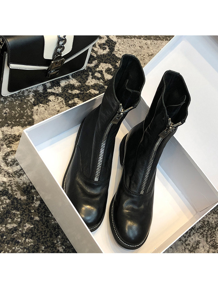 guidiWw ghost emperor 2021 new Martin boots women's British style spring and autumn boots genuine leather front zipper booties