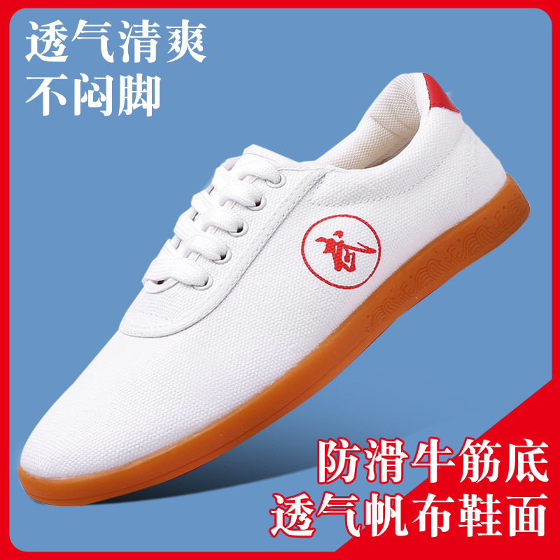 拳邦帆布牛筋太极鞋透气防滑图片