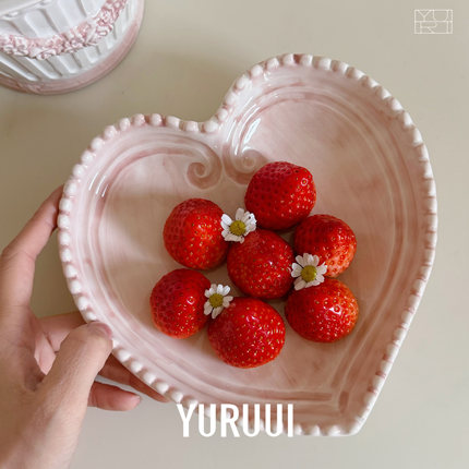 [YURUUI设计师]意大利VBC CASA白陶水洗粉心心盘