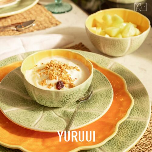 [YURUUI设计师]葡萄牙进口哈密瓜系列炻瓷餐盘平盘碗