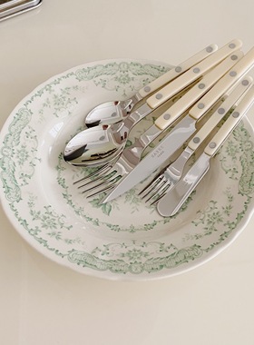 [YURUUI设计师]法国 Sabre Paris 乳白色刀叉勺不锈钢西餐餐具