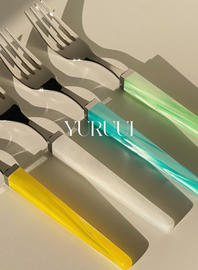 [YURUUI设计师]法国Capdeco彩色珠光亚克力西餐具刀叉勺牛排刀