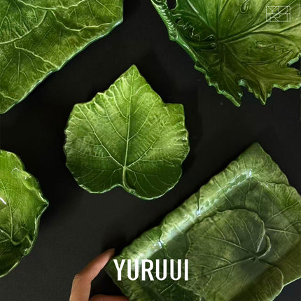 [YURUUI设计师]意大利VBC 复古黑陶树叶系列摆件餐具