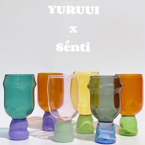 设计师纯手工吹制彩色玻璃杯