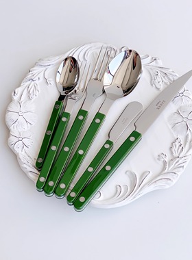 [YURUUI设计师]现货!法国Sabre Paris绿色刀叉勺不锈钢西餐餐具