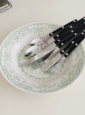 [YURUUI设计师]现货!法国Sabre Paris黑色刀叉勺不锈钢西餐餐具