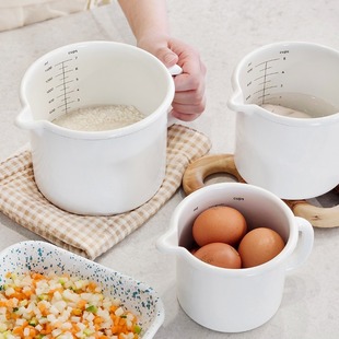 韩国进口Bonappe白色搪瓷烘焙量杯计量杯烘焙用 YURUUI设计师