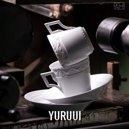 [YURUUI设计师]德国KPM库尔兰系列白色浮雕陶瓷餐盘杯盘套组