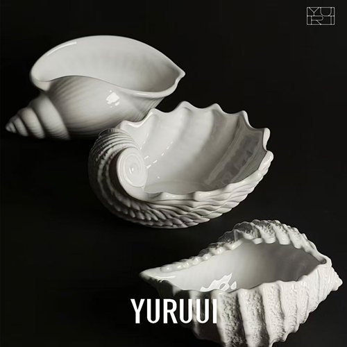 [YURUUI设计师]意大利Le Ceramiche白色陶瓷贝壳托盘摆件