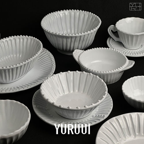 [YURUUI设计师]意大利VBC CASA 复古黑陶条纹珠珠酸奶碗沙拉盘杯