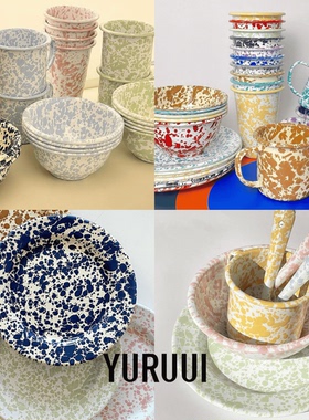 [YURUUI设计师]美国Crow Canyon经典泼墨搪瓷酸奶燕麦碗沙拉杯盘