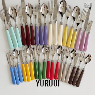 法国CAPDECO太阳神彩色亚克力不锈钢刀叉勺西餐具 YURUUI设计师