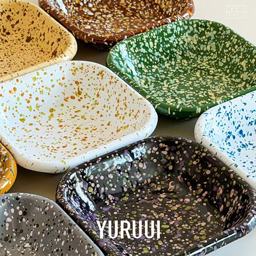 [YURUUI设计师]韩国eding泼墨搪瓷正方形小烤盘备菜盘零食盘