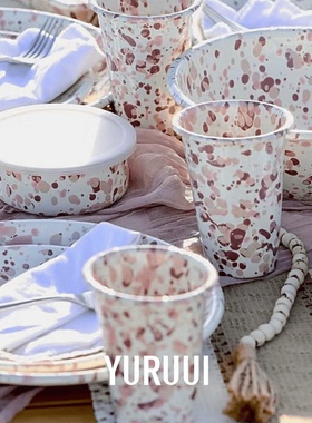 [YURUUI设计师]美国Crow Canyon泼墨搪瓷沙漠玫瑰盘碗杯餐具平盘
