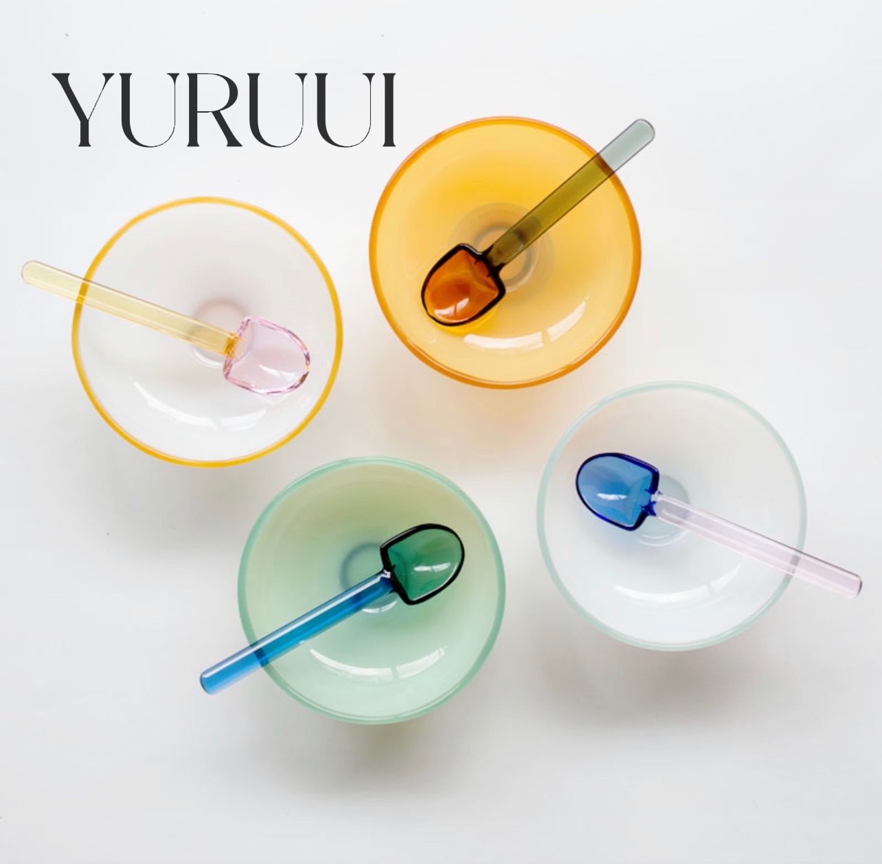 [YURUUI设计师]日本Amabro彩色拼色正品进口冰淇淋碗/酸奶玻璃碗-封面
