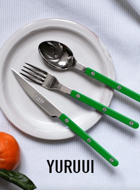 [YURUUI设计师]法国Sabre Paris花园绿不锈钢刀叉勺西餐餐具套组