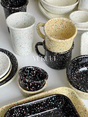 [YURUUI设计师]土耳其Kapka彩色泼墨搪瓷马克杯晚餐盘谷物碗家用