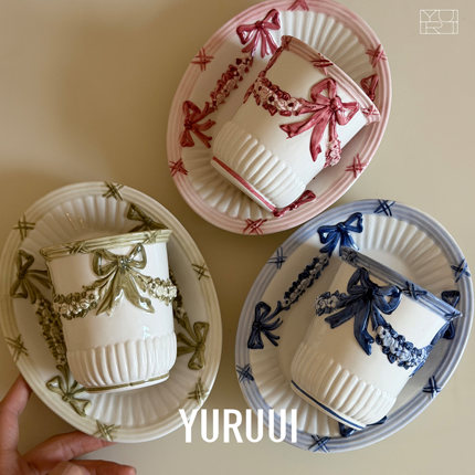 [YURUUI设计师]意大利VBC CASA 彩色蝴蝶结椭圆盘手握杯