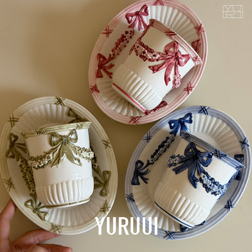 [YURUUI设计师]意大利VBC CASA 彩色蝴蝶结椭圆盘手握杯