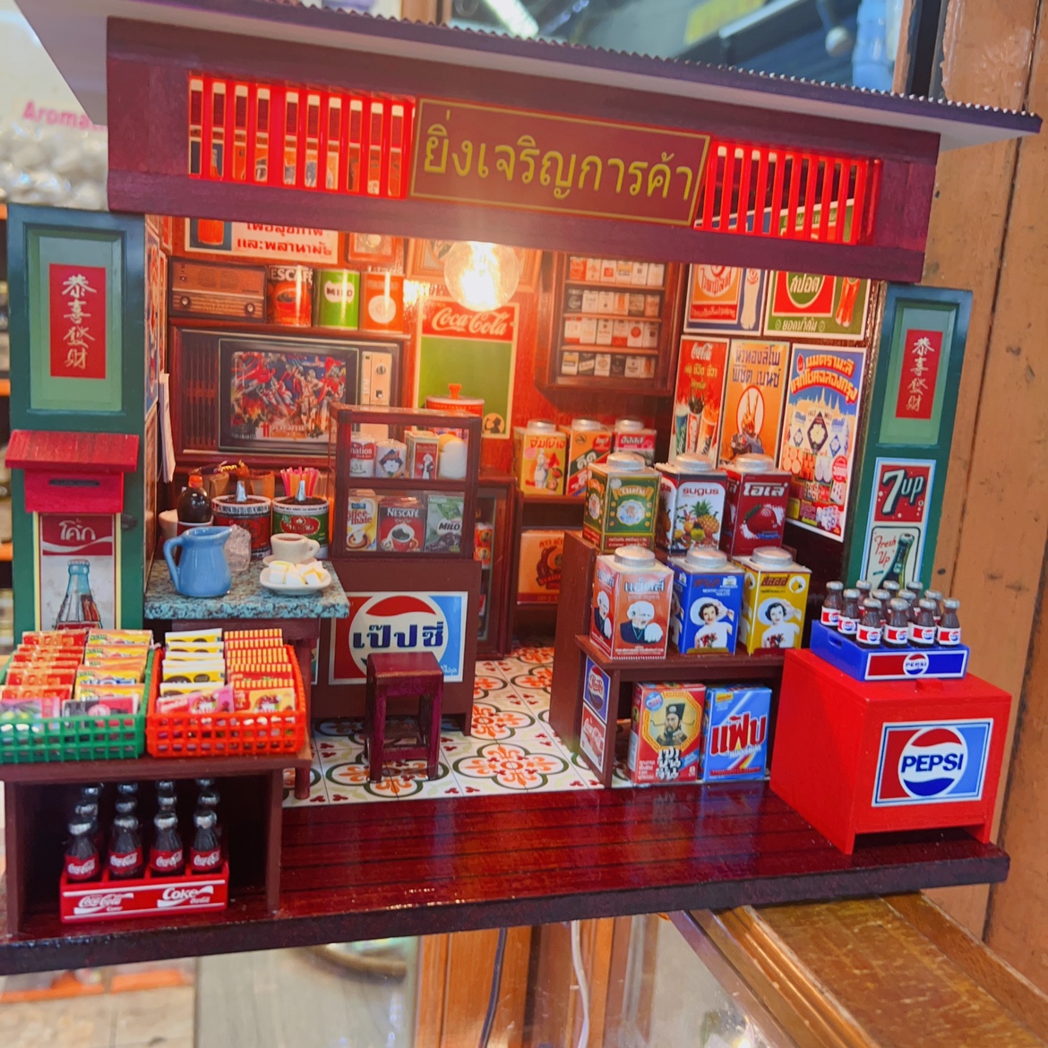 泰国微缩模型场景1:12泰式奶茶店唐人街迷你手作diy摆件食玩饮料