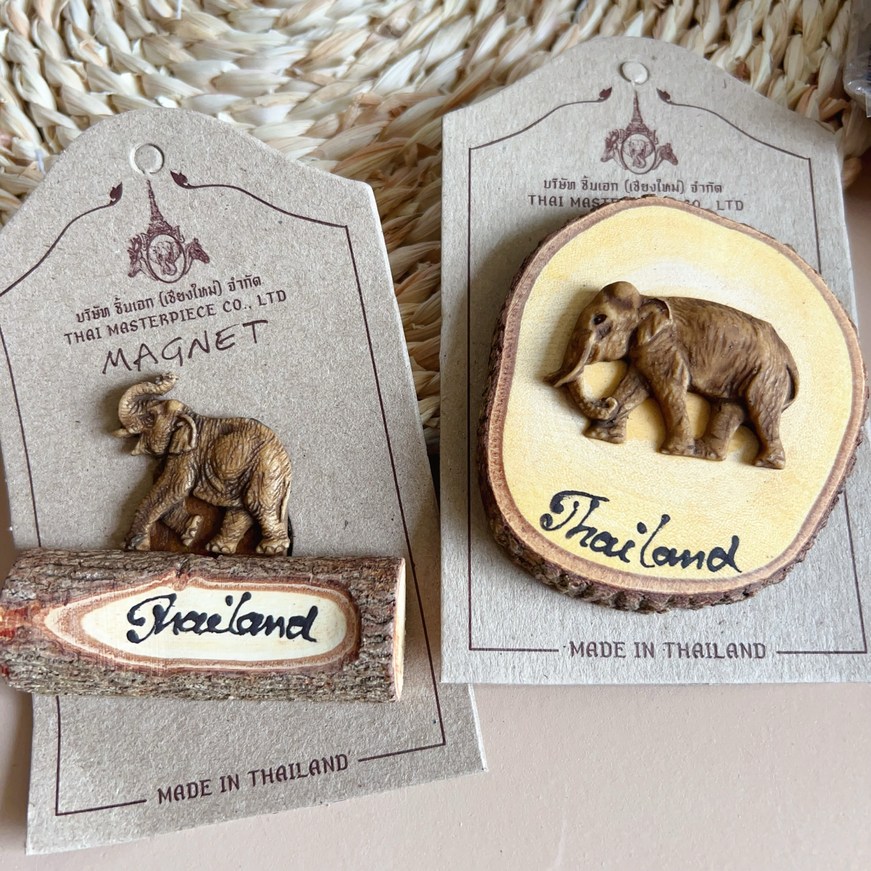 泰国手工雕刻树脂小象木墩冰箱贴
