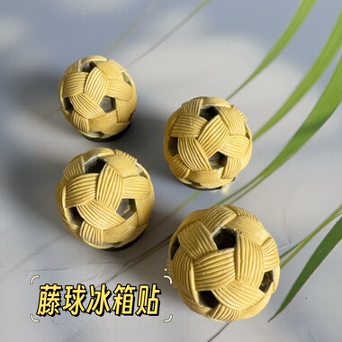 泰国特色运动球类Sepak Takraw仿真冰箱贴树脂手绘藤球创意手工