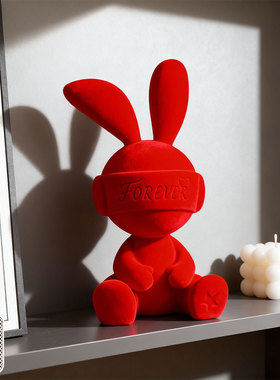 宏赫植绒可爱Forever兔装饰摆件