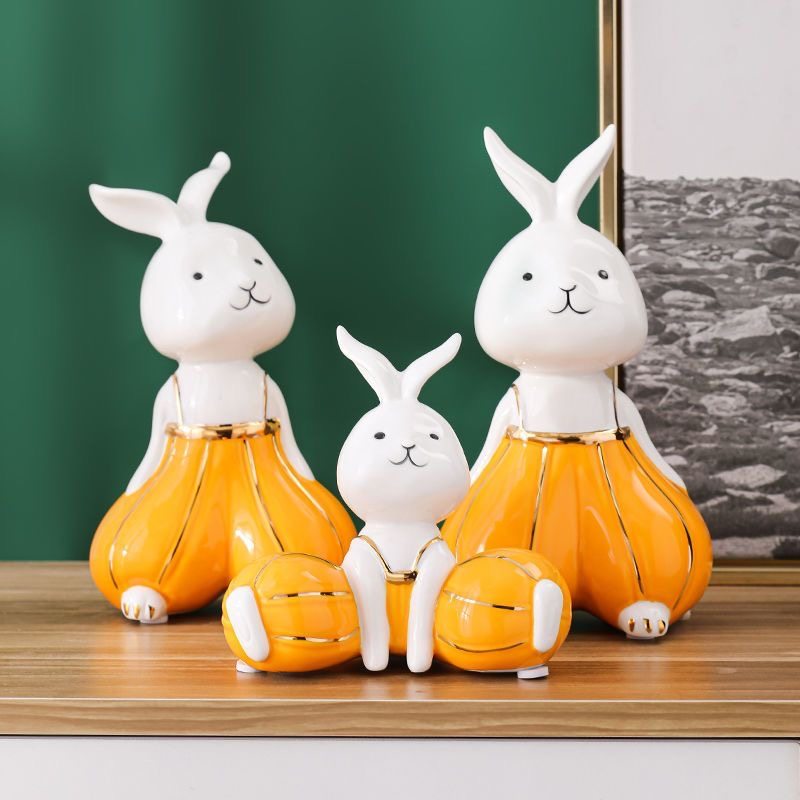 宏赫现代陶瓷家居饰品结婚礼物陶瓷客厅卧室绿金南瓜兔摆件高档,家居饰品,装饰摆件,淘宝优惠券,粉丝福利购,淘宝优惠卷