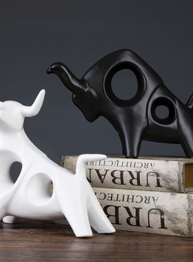 宏赫北欧牛气冲天陶瓷工艺品摆件家居玄关电视柜酒柜办公桌装饰品